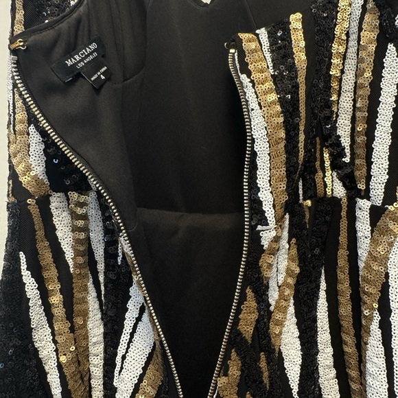 Marciano Black and Gold Sequin Backless Dress - Picture 8 of 11
